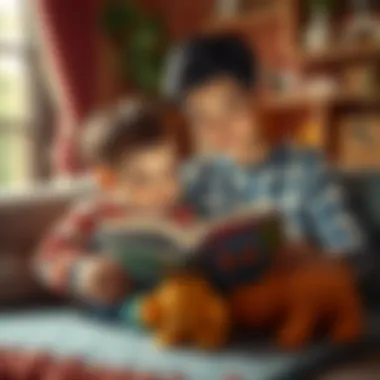A parent reading to a child in a cozy setting
