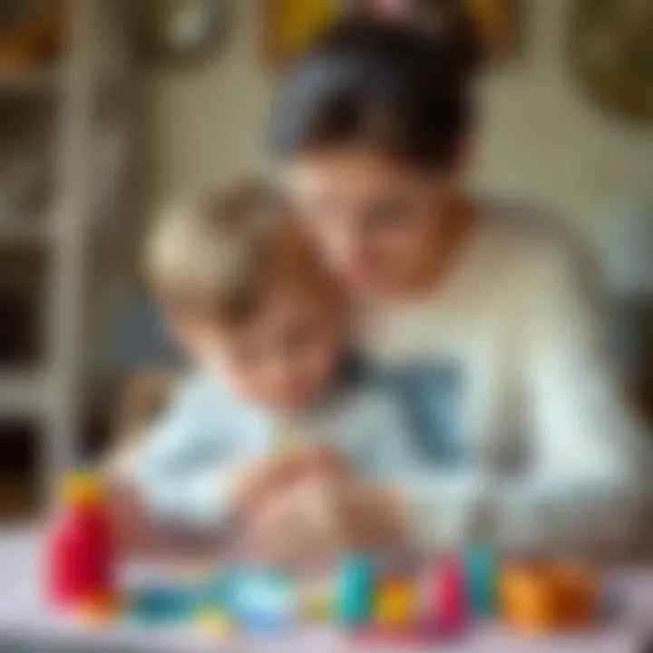 A mother and child engaged in an artistic activity together, illustrating emotional connection.