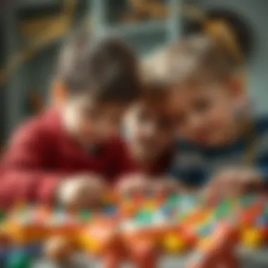 Children engaged in creative play with beads