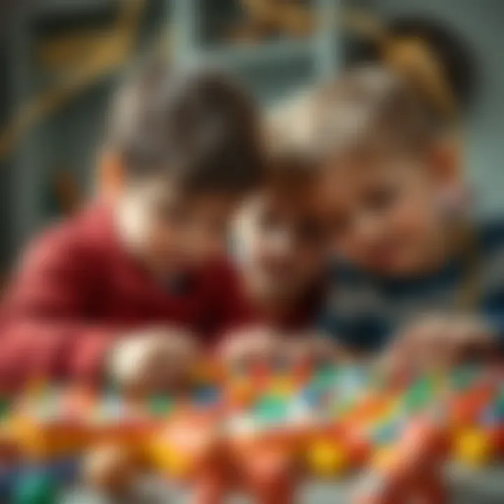 Children engaged in creative play with beads