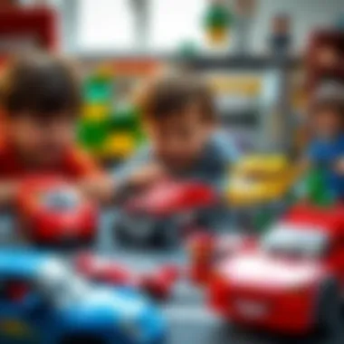 Engaging Playtime with Lego Cars Children playing with Lego car sets