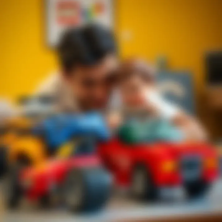 Bonding Moments with Lego Cars Parent and child enjoying quality time with Lego