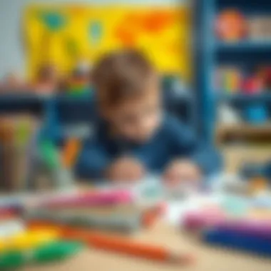 Art supplies arranged for children to explore their artistic skills