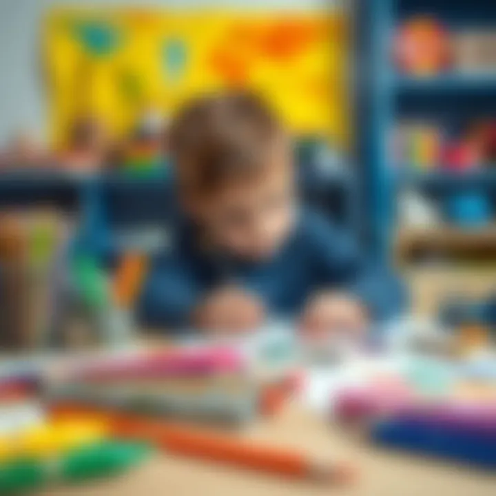 Art supplies arranged for children to explore their artistic skills