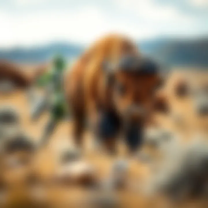 A fascinating depiction of a bison roaming the plains, representing its strength and resilience.