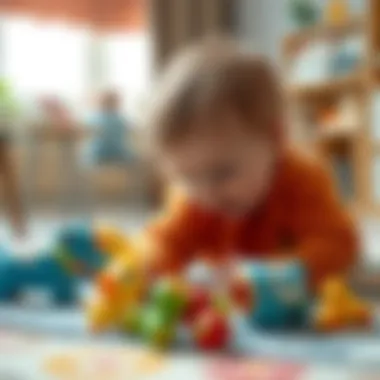 Baby exploring toys on a play mat