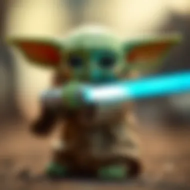 Baby Yoda with a lightsaber