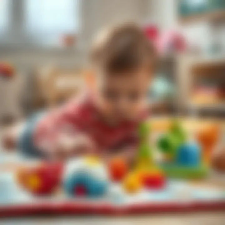 Infant engaging with toys on a Babymall play mat
