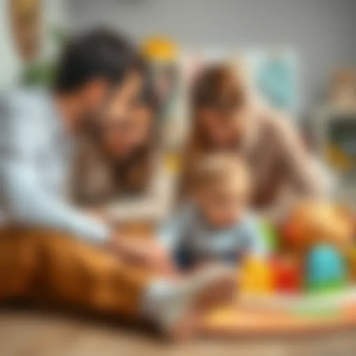 Parents observing their child on a Babymall play mat