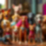 Colorful collection of Barbie dogs showcasing their unique features