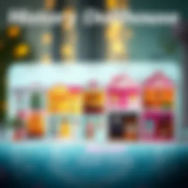 A timeline graphic illustrating the history of Barbie dollhouses.