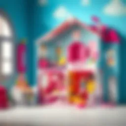 A vibrant Barbie dollhouse showcasing imaginative play areas