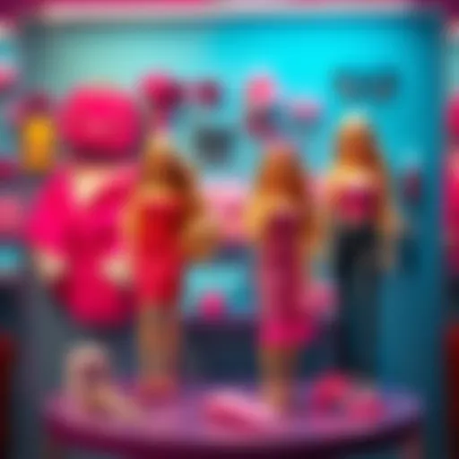 A vibrant display of Barbie Extra 16 fashion accessories