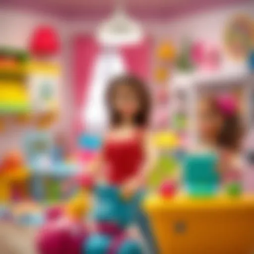 Barbie and her friends exploring a vibrant playroom filled with educational toys