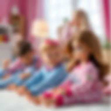 Children engaging in imaginative play with Barbie and Ken pajamas