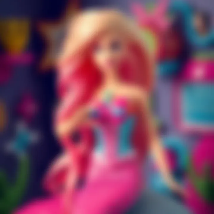 Close-up of Barbie Mermaid Power toy highlighting its educational features.