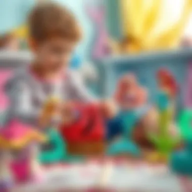 Children engaging with Barbie mermaid theme toys in imaginative play.