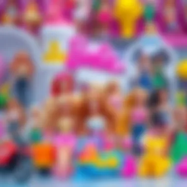 Colorful variety of Barbie toys for different age groups