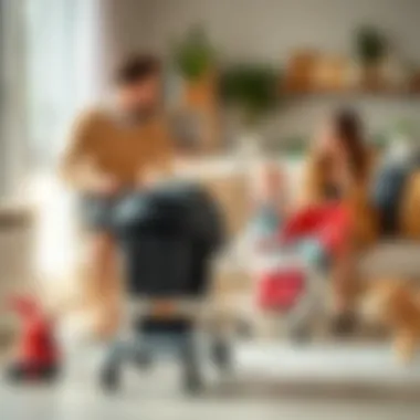 Making Informed Decisions on Baby Stroller Purchases A family discussing stroller options in a home setting