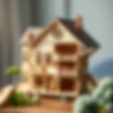A beautifully crafted wooden dollhouse with intricate details