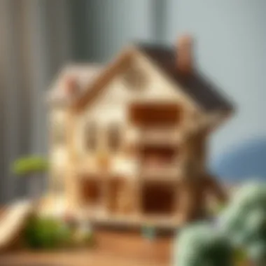 A beautifully crafted wooden dollhouse with intricate details