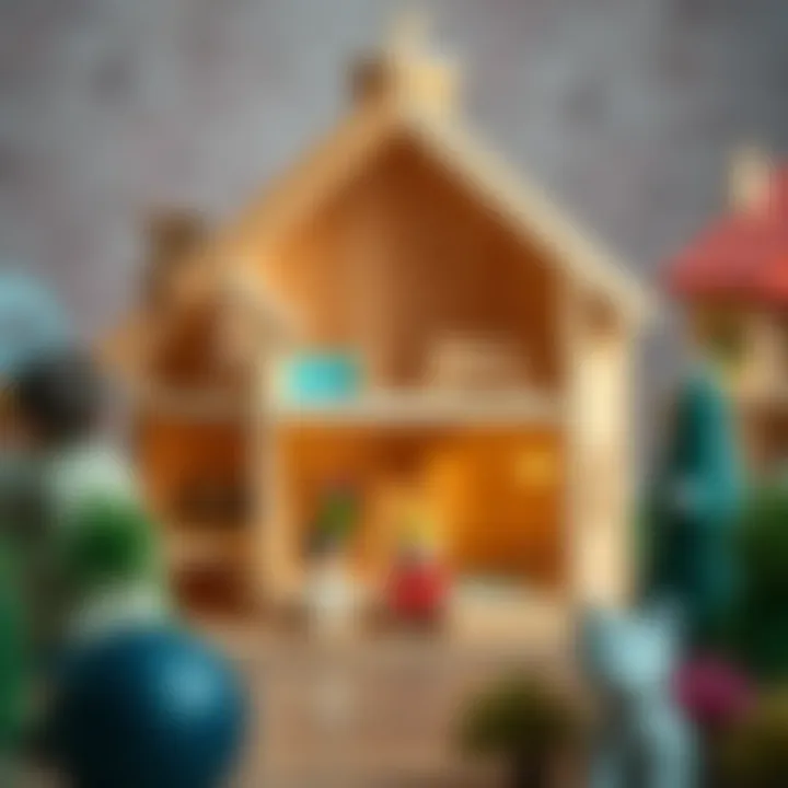 A variety of wooden dollhouse designs showcasing sustainability