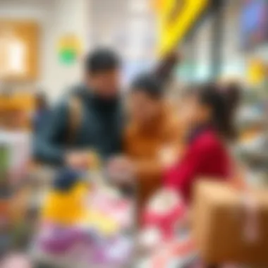 Parents Engaged in Shopping for Baby Shoes Parents shopping for baby shoes at an outlet
