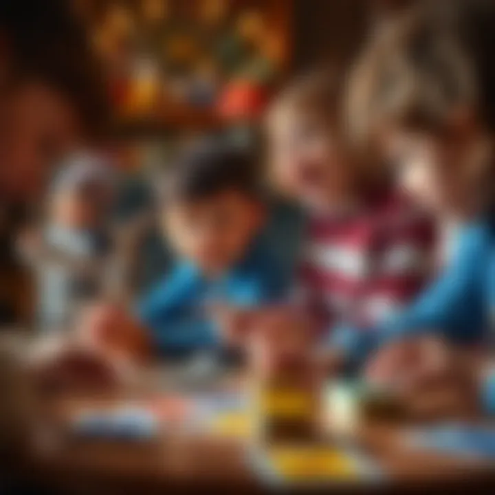 Children engaged in a strategic card game, focused and excited