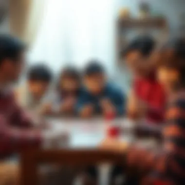 A family gathered around a table enjoying a card game together