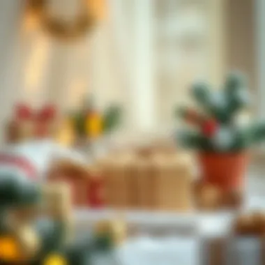 A cozy scene featuring a gift wrapped in elegant paper