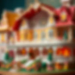 A beautifully crafted large dollhouse showcasing intricate details and vibrant colors