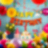 Colorful birthday decorations for a one-year-old celebration