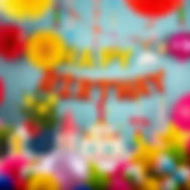 Colorful birthday decorations for a one-year-old celebration