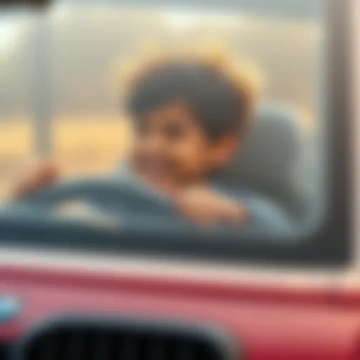 A child enjoying the thrill of driving a BMW electric car