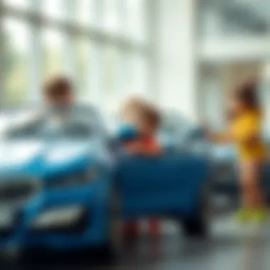 Children Exploring BMW Models A group of kids testing out different BMW electric car models