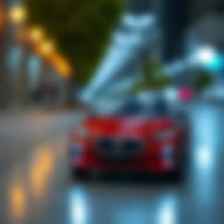 Stylish red BMW electric car for children