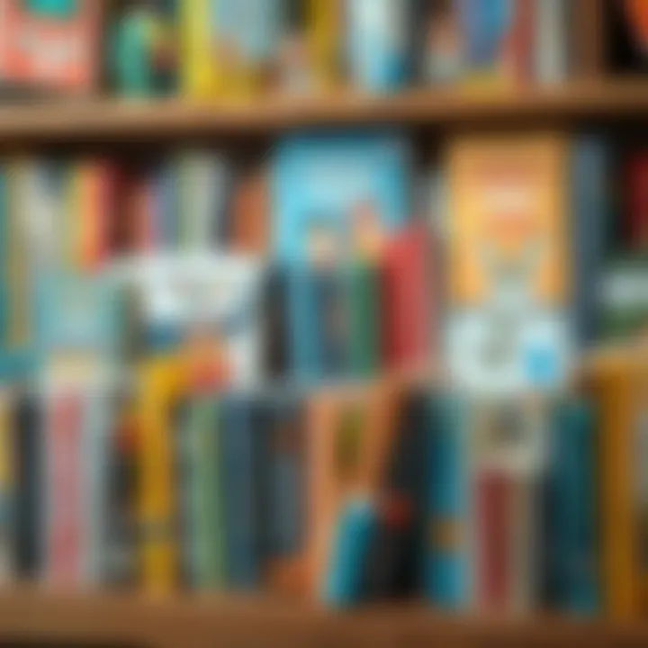 A colorful bookshelf filled with diverse children's books
