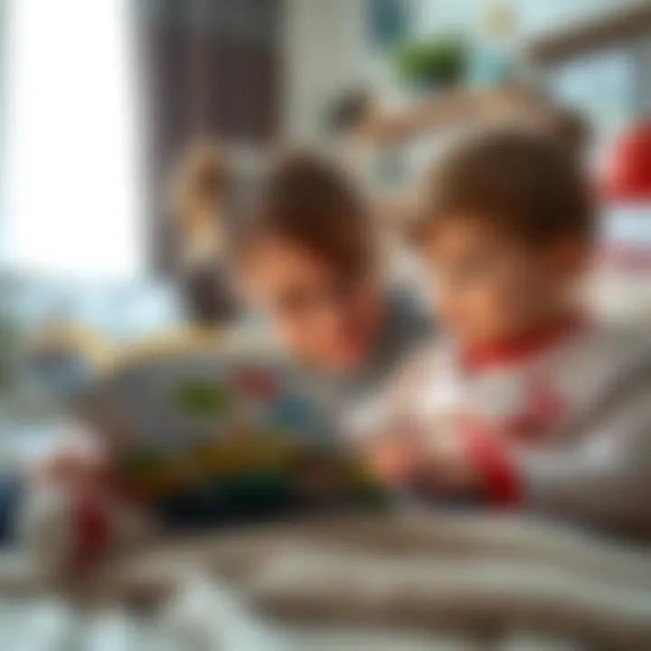 A parent engaging their child with an interactive board book