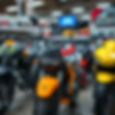 Variety of Kids' Electric Motorcycles Different brands of kids' electric motorcycles displayed in a store