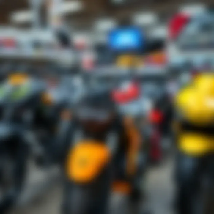 Variety of Kids' Electric Motorcycles Different brands of kids' electric motorcycles displayed in a store