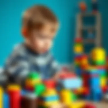 A boy engaging with building blocks, enhancing creativity