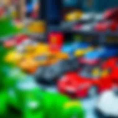 Burago Ferrari Collection Display A vibrant display of various Burago Ferrari toy cars arranged aesthetically.