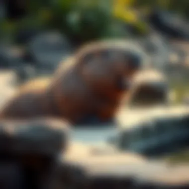 Capybara: The Gentle Giant of the Rodents A playful capybara near water