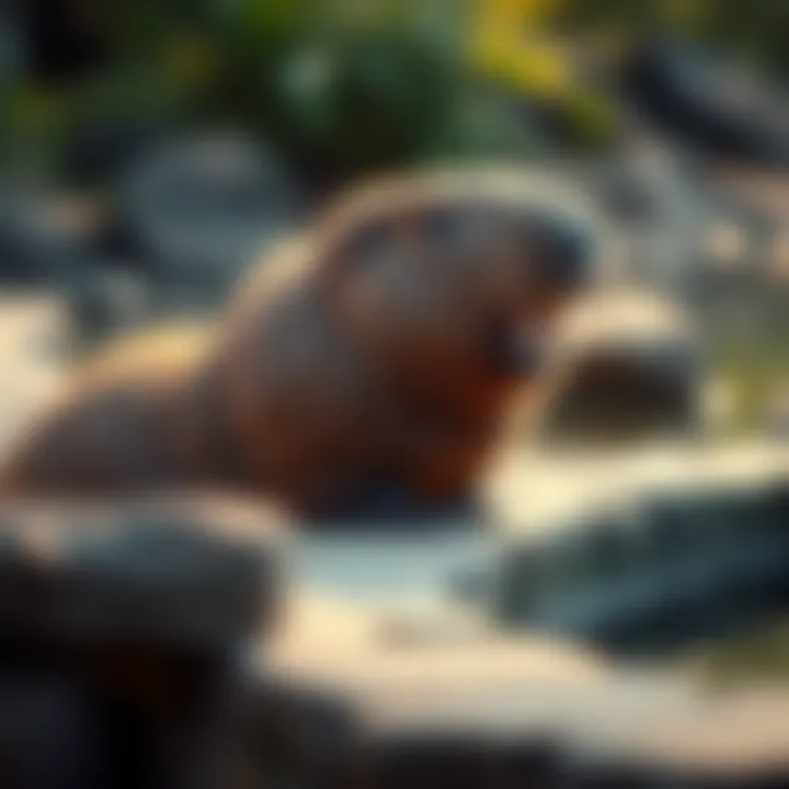 Capybara: The Gentle Giant of the Rodents A playful capybara near water
