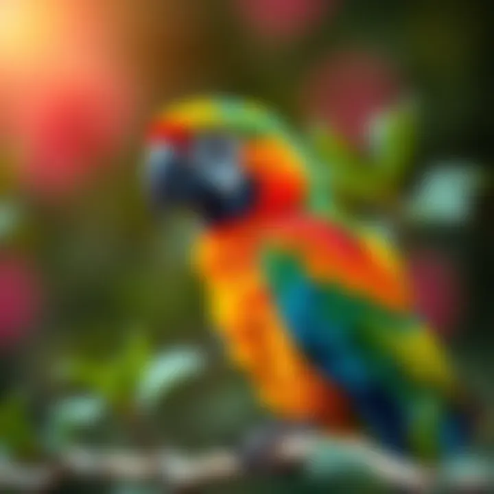 Parrot: A Vibrant Avian Wonder Colorful parrot perched on a branch