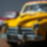 Detailed model of a classic car showcasing intricate design elements