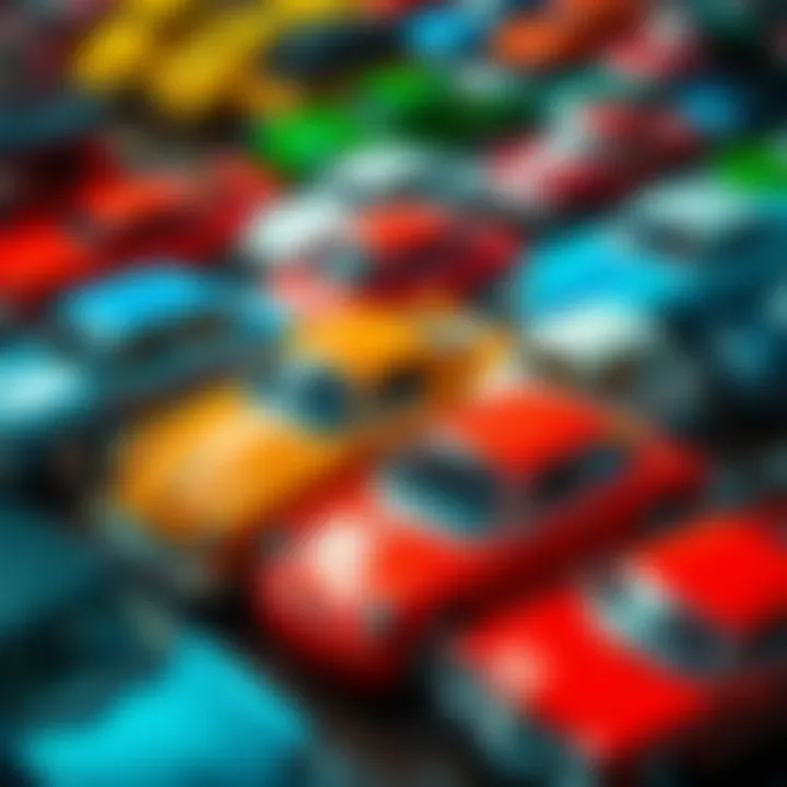 Diverse Car Model Collection A vibrant collection of various car models displayed together