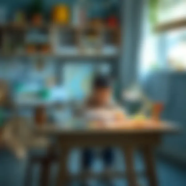 Creativity Unleashed at the Study Table A child engaged in creative activities at a well-designed study table