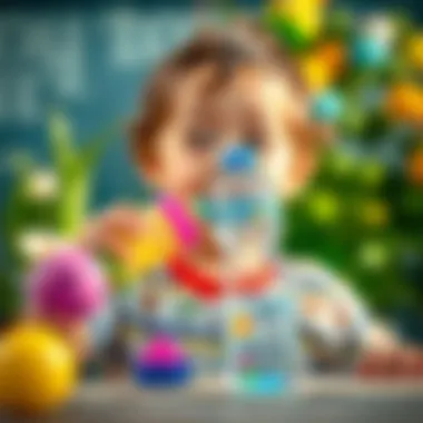 Enjoying Hydration with Playful Bottles Child drinking water from a fun-shaped bottle