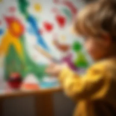 A child engaged in painting, expressing their thoughts visually